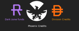 A black and white picture of the phoenix credits logo.