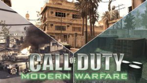 A picture of the front cover art for call of duty : modern warfare.