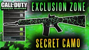 A black and green camouflage gun with the words " exclusiv secret card ".