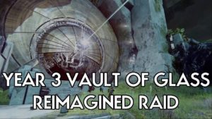 A large metal structure with the words " 3 vault of god reimagined rainier ".
