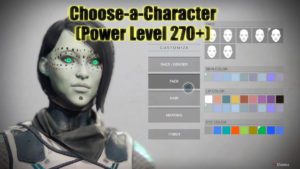 A character creation screen with the name of each character and color scheme.