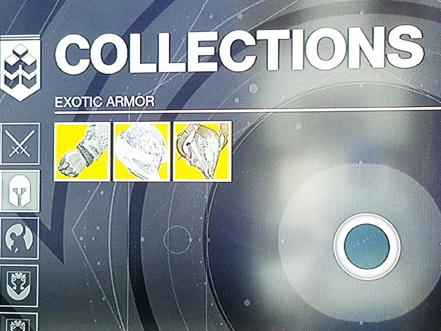 A collection of exotic armor items in the video game.