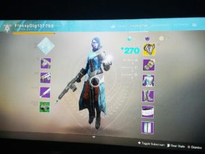 A computer screen showing the destiny 2 character
