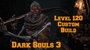 A close up of a character with text that reads " level custom build dark souls 3 ".