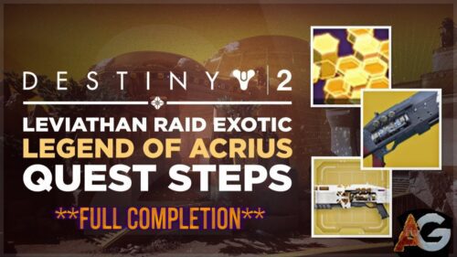 A video game is shown with text that reads " destiny 2 : leviathan raid exotic blend of acrius best steps ".