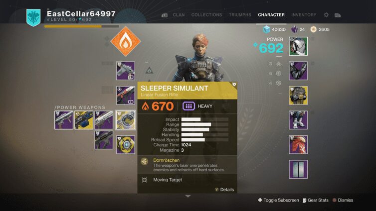 A screenshot of the player 's profile page in destiny.