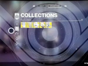 A picture of the collections screen in destiny.