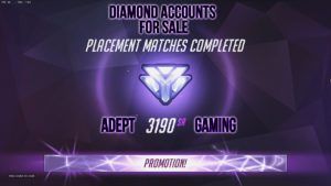 A purple banner with the words diamond accounts for sale and an advertisement.