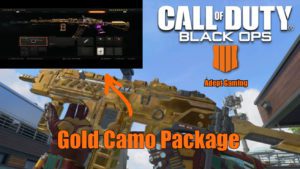A gold camo package is shown in the video game call of duty : black ops 4.
