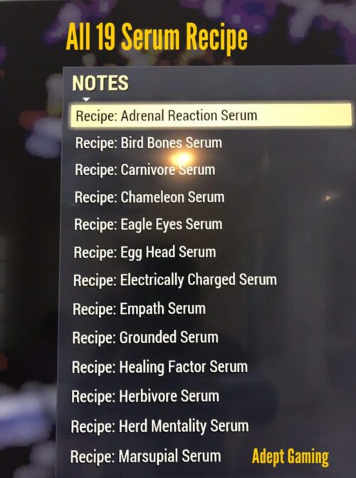 A menu with several ingredients for an intense serum.