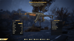 A rifle with the description of its own weapon.