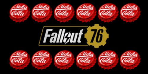 A black background with red and yellow fallout 7 6 logo.