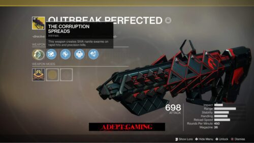 A black and red ship with the words " outbreak perfected ".