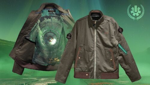 A jacket that is on display next to another jacket.
