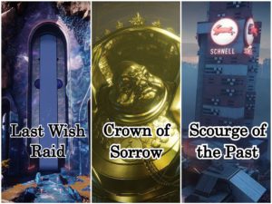 A series of three pictures with the words " best wish ", " raid ," and " crown of sorrow."