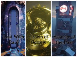 A series of three pictures with the words " best wish raid " and " crown of sorrow ".