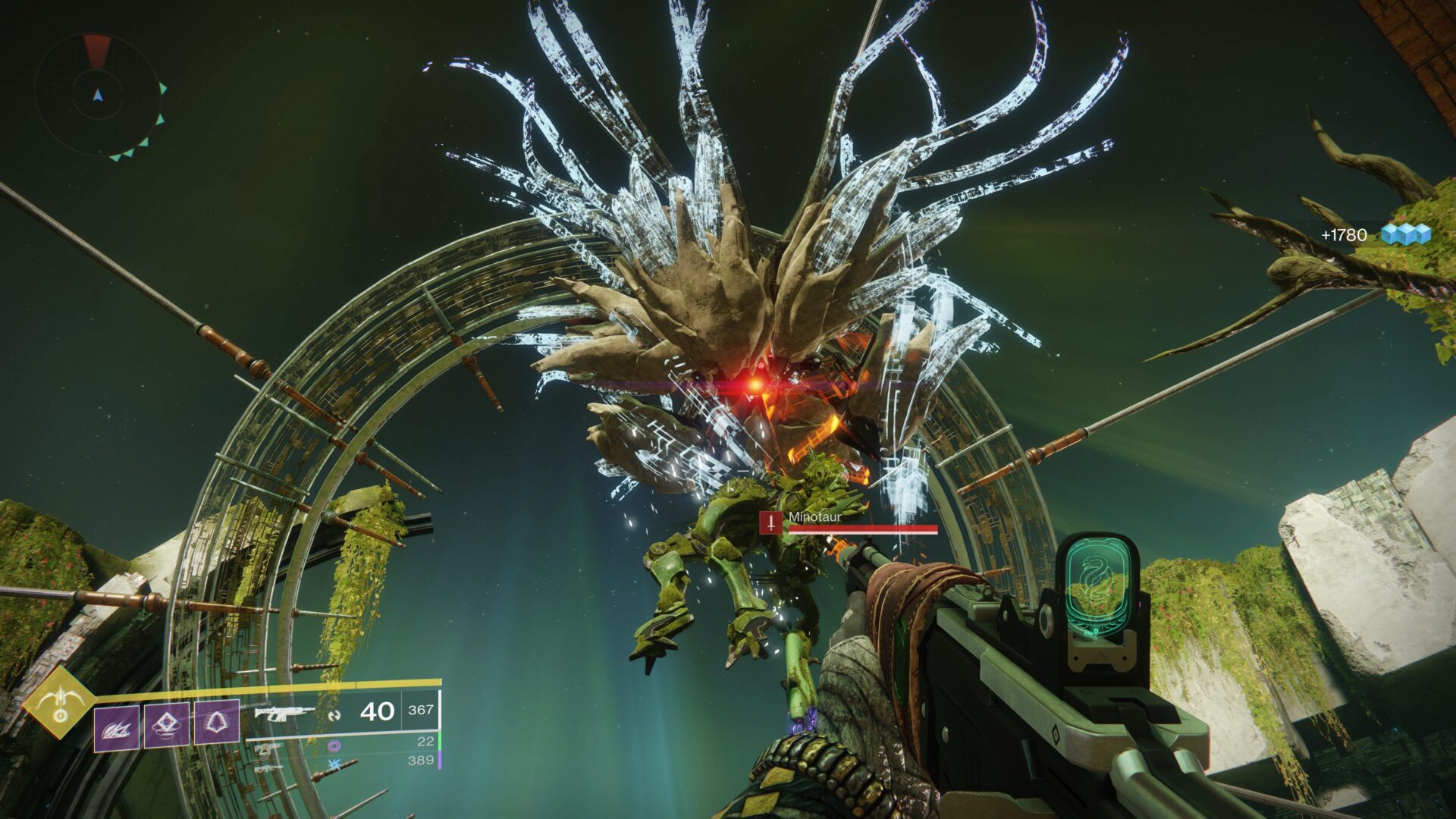 A giant creature is attacking an enemy in destiny.