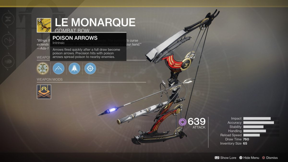 Le monarque destiny 2 обзор