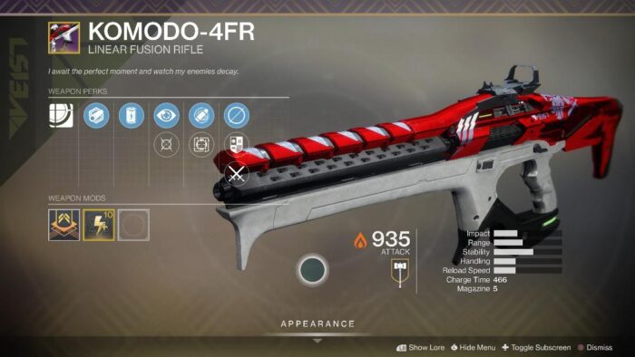 A red and white gun with the words " modo-4 fr ".