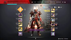 A screenshot of the character page in destiny.