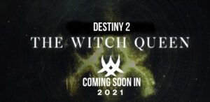 A banner with the words destiny 2 : the witch queen coming soon in 2 0 2 1.