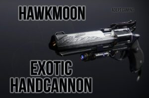 A black and silver gun with the words hawkmoon in front of it.