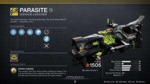 A close up of the profile of an item in destiny