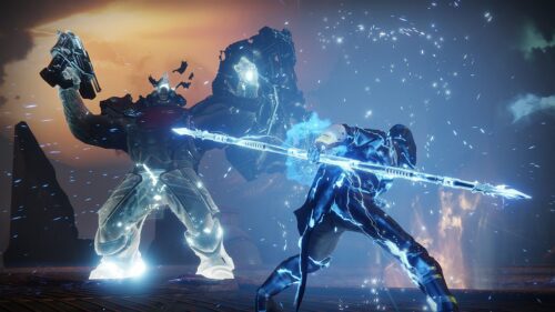 A person is fighting with another in the video game destiny.