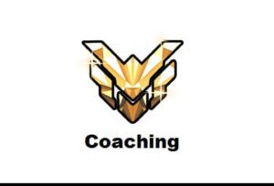 A gold logo with the word coaching underneath it.
