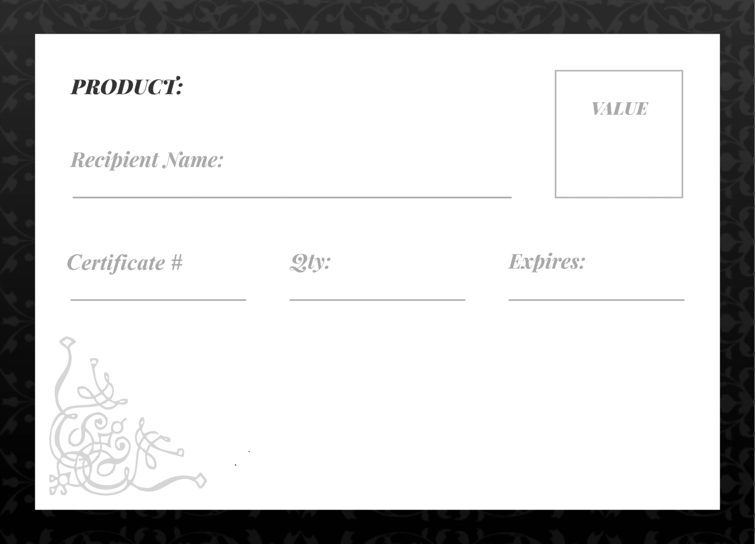 A gift certificate with a picture of a flower.